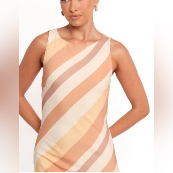 Petal & Pup Striped Tan and Cream Maxi Dress - Picture 3 of 12